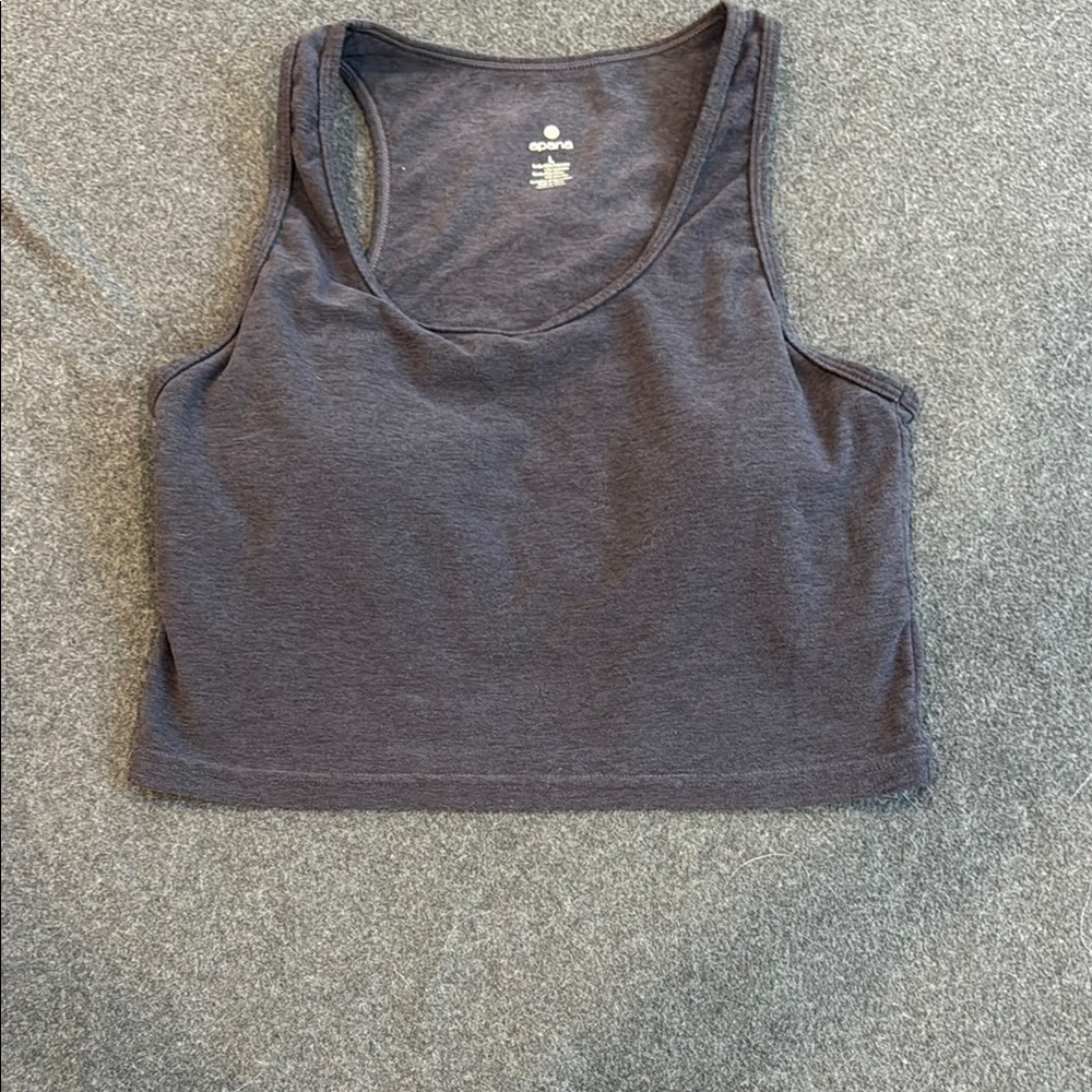 Apana Gray Sleeveless Crop Tank Top Fitted